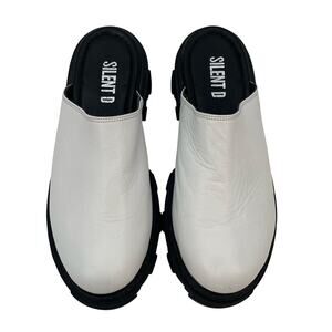 Silent D Cassidy Shoes Mules White Leather Lug Sole 40 / 9.5-10